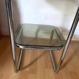 Vintage chrome and glass side table