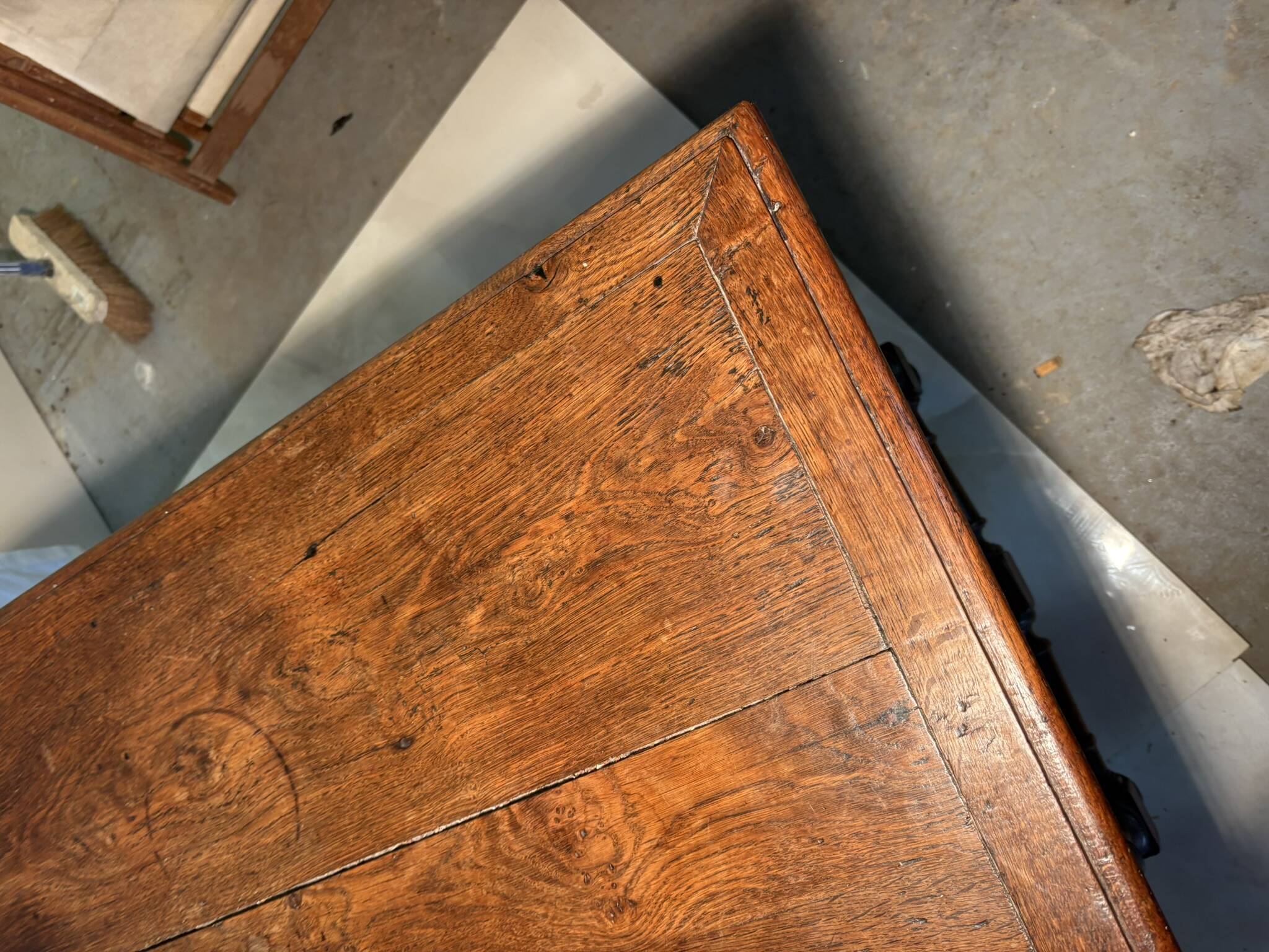 Antique solid wood table with turned legs