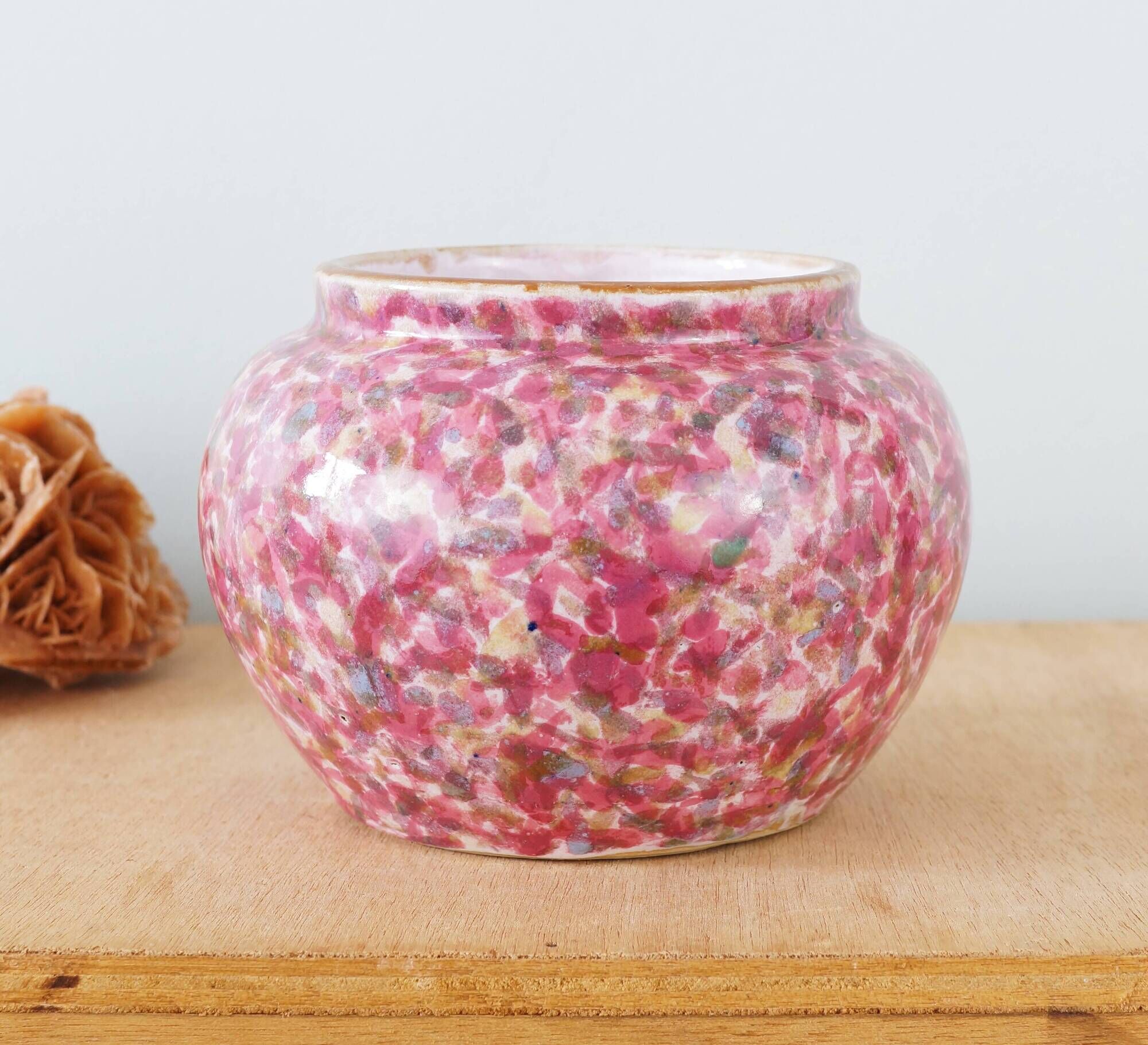 Speckled ceramic vase in shades of pink, 1950s or 1960s