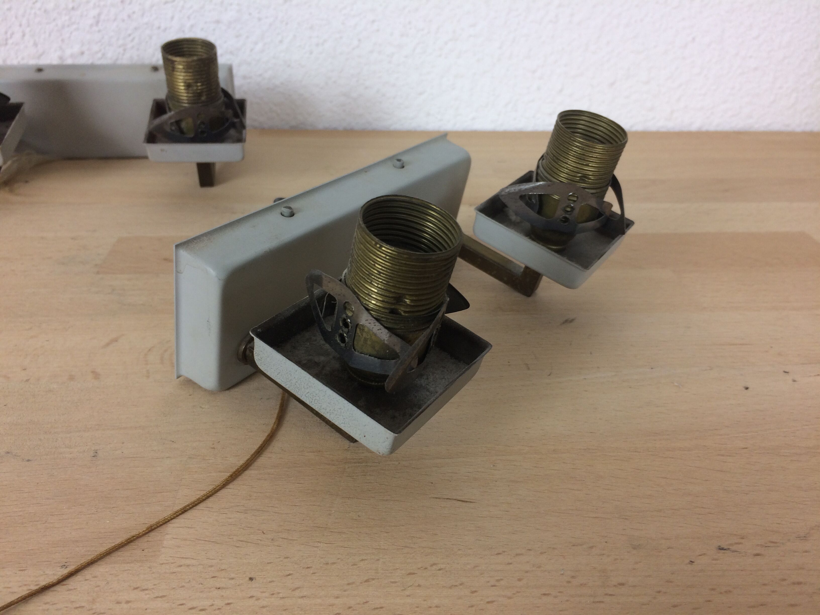 Pair of vintage grey metal wall light