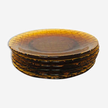 Vintage amber glass plates