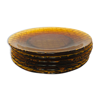 Vintage amber glass plates