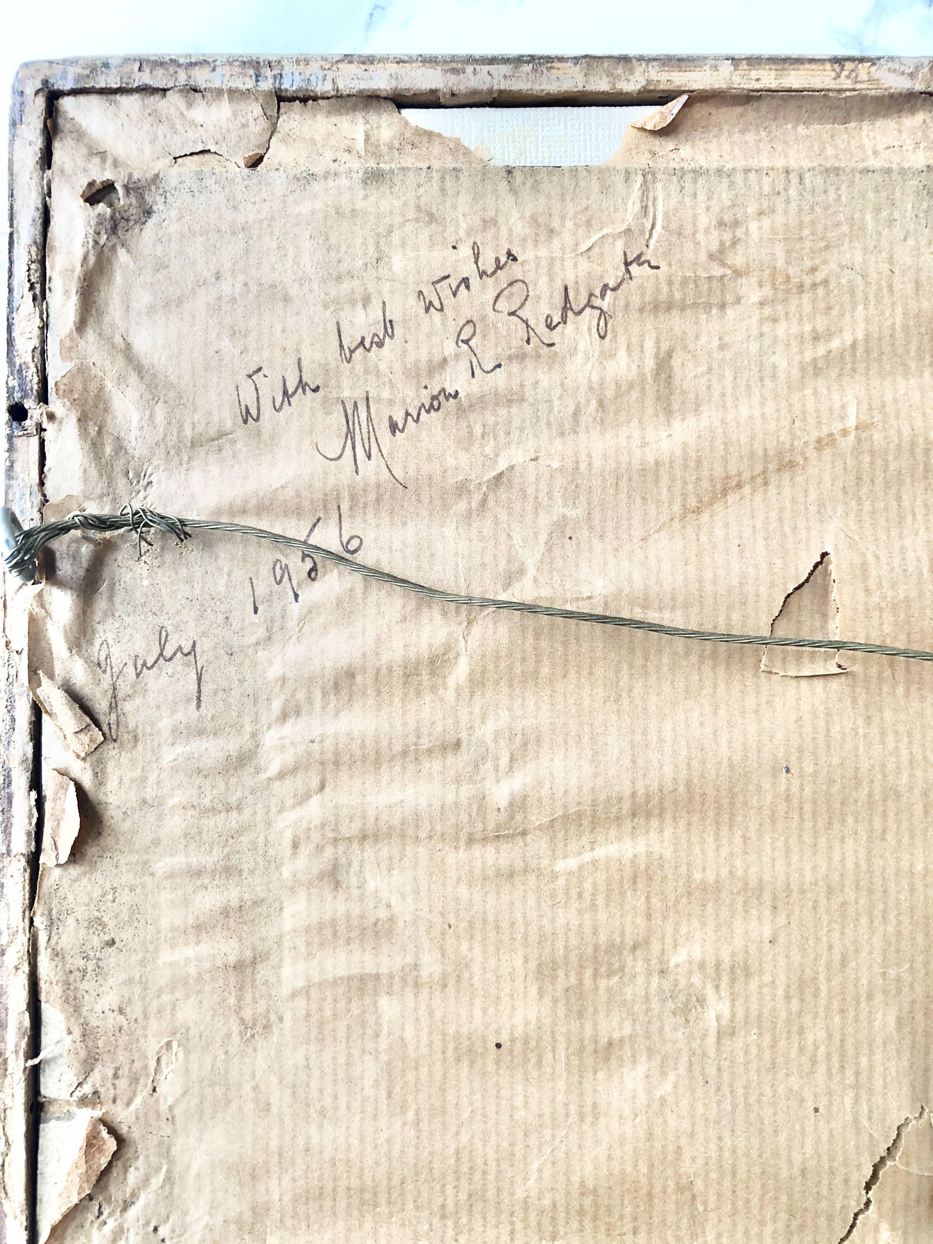 Nice vintage painting depicting a flight of wild geese in a landscape