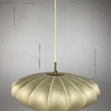 Midcentury ufo cocoon pendant lamp with brass, 1960s