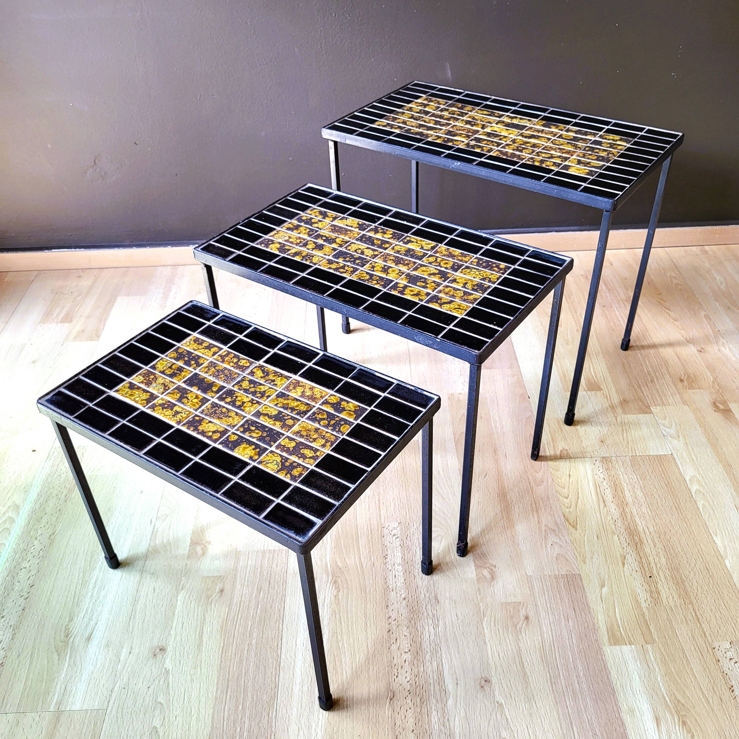 Vintage 70s ceramic nesting tables