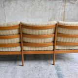 Canapé 3 places Mid-Century Design Scandinave Teck et Tissu