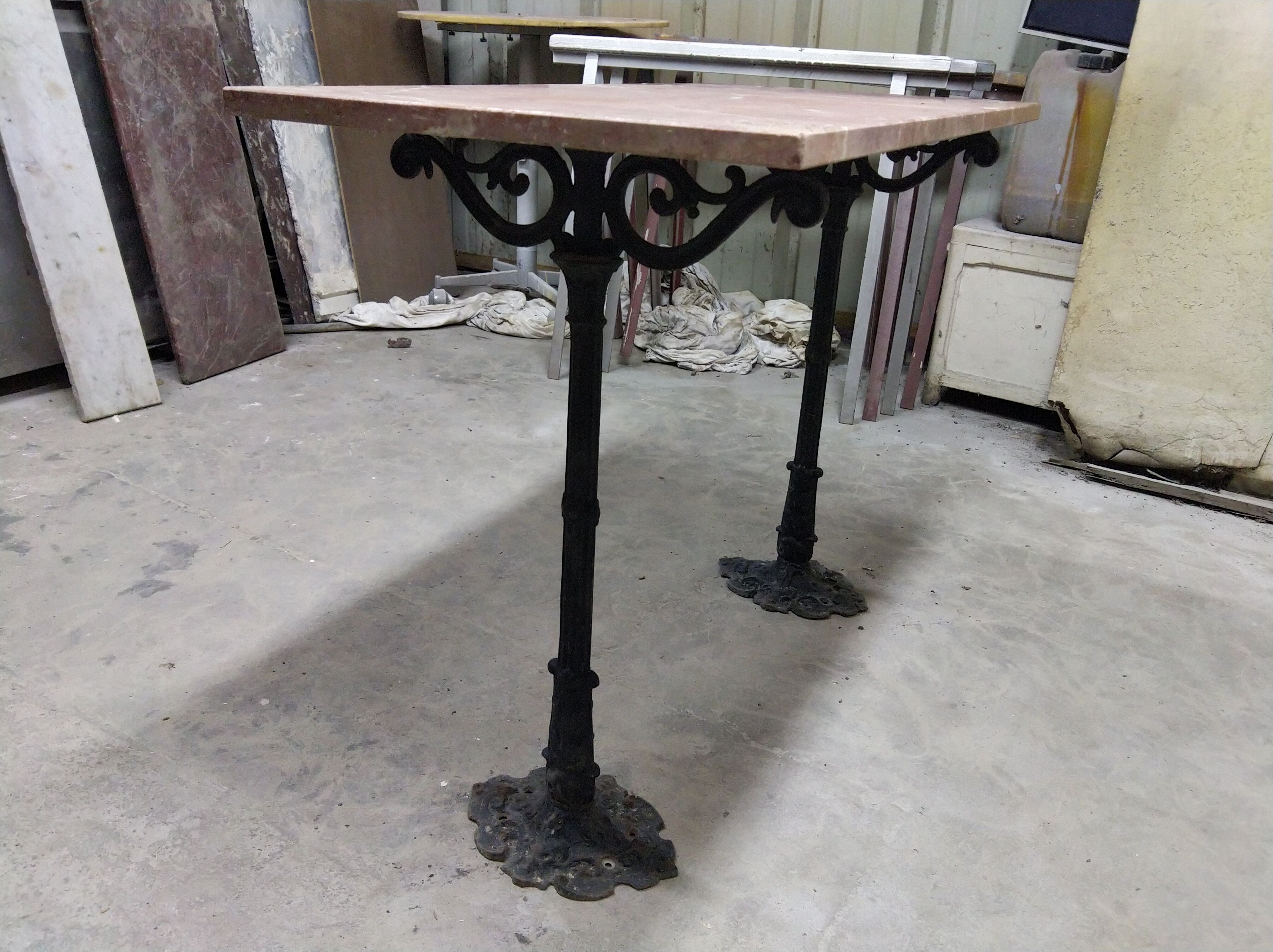 Cast iron and marble peddler's table