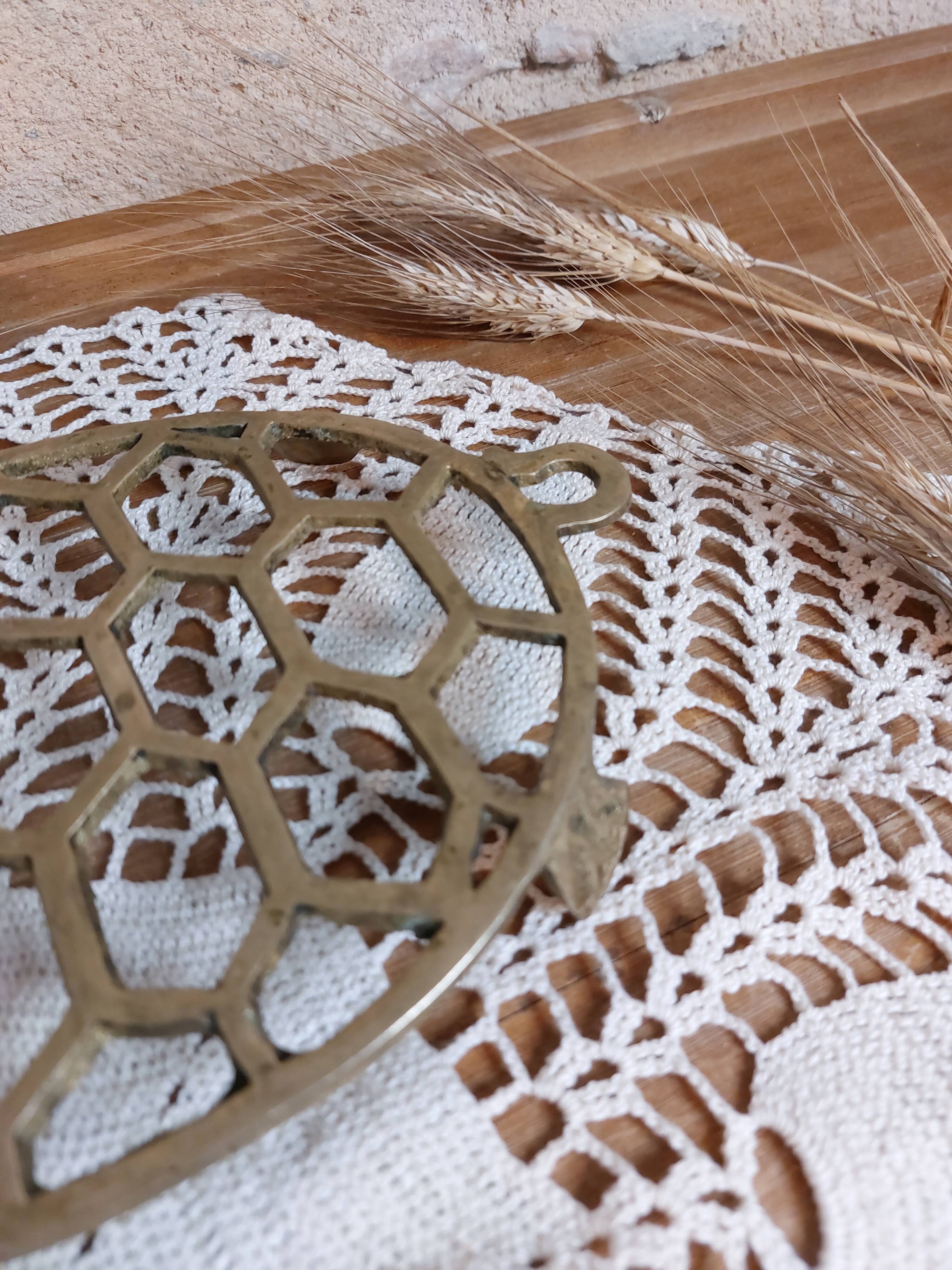 Old brass turtle trivet