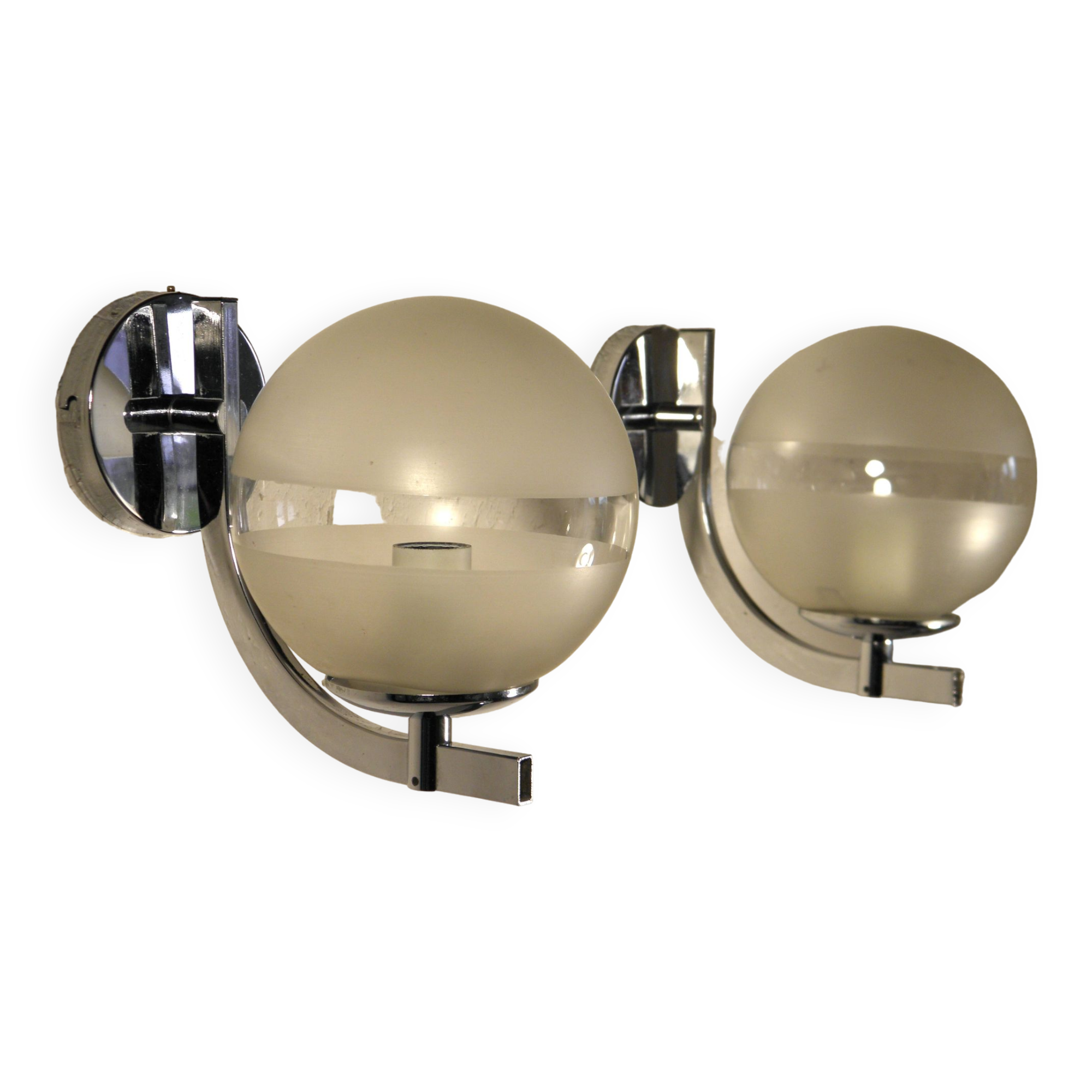 Paire d'appliques verre et chrome 1970