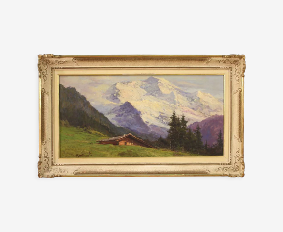 Paysage de montagne signé Bentivoglio début 20ème siècle