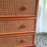 Chest of drawers wood and canning - 80s