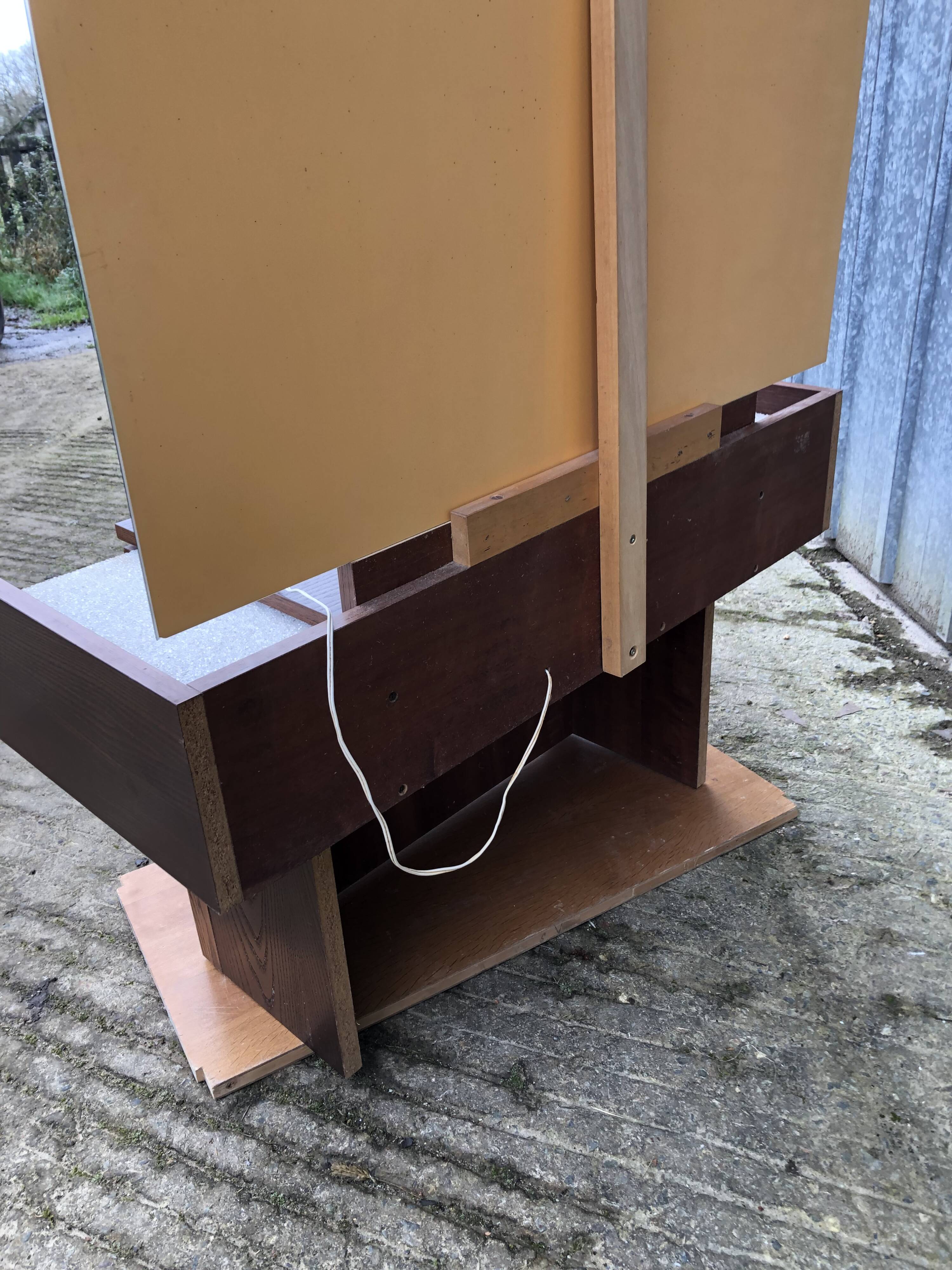 Vintage elm veneer dressing table with 1 drawer and 2 resin lamps.