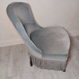 Napoleon III toad armchair. Pastel blue velvet