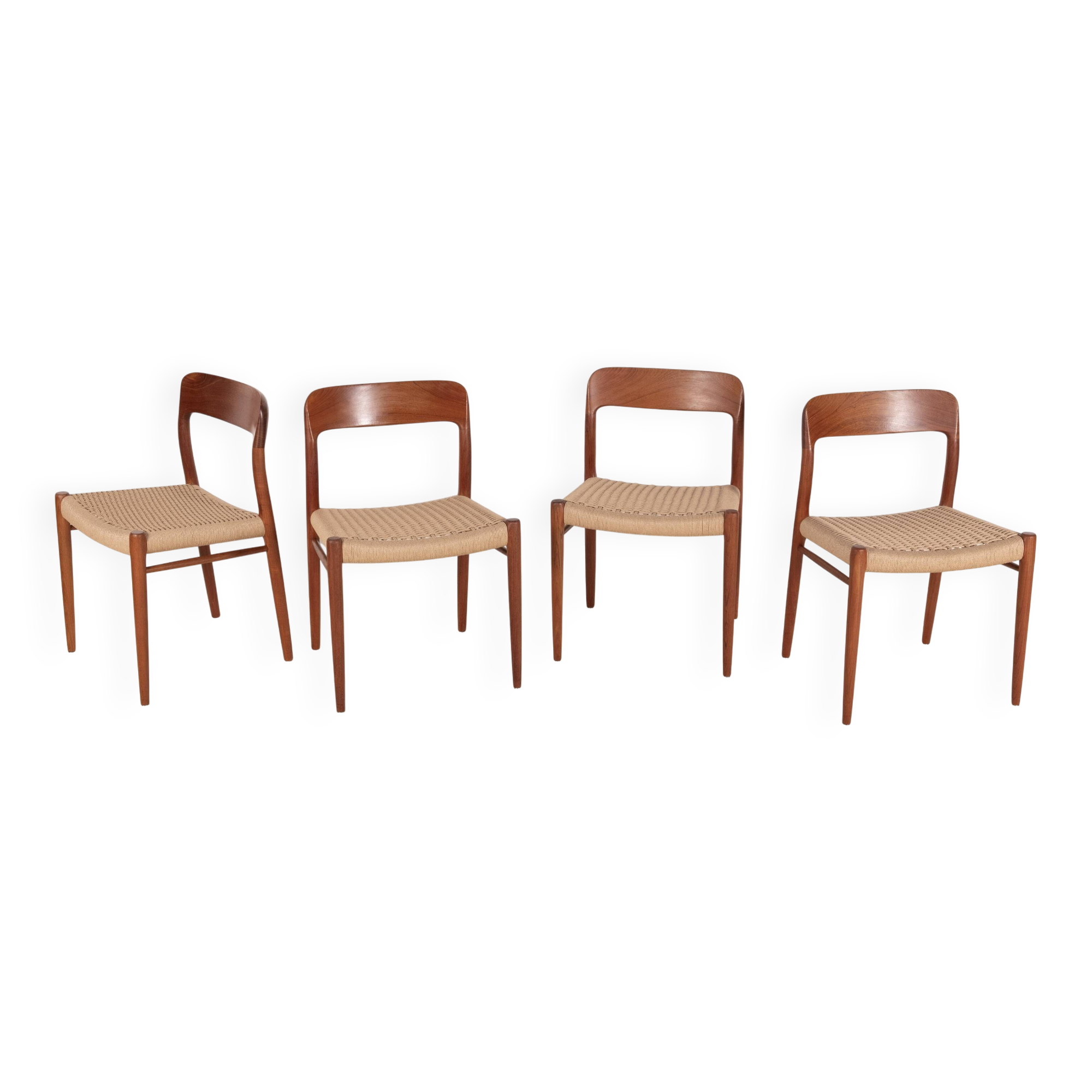 4x Niels O. Møller Dining Chair Model 75 in Teak, 1960s Denmark