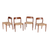 4x Niels O. Møller Dining Chair Model 75 in Teak, 1960s Denmark
