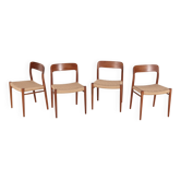 4 chaises de salle à manger Niels O. Møller modèle 75 en teck, Danemark, années 1960