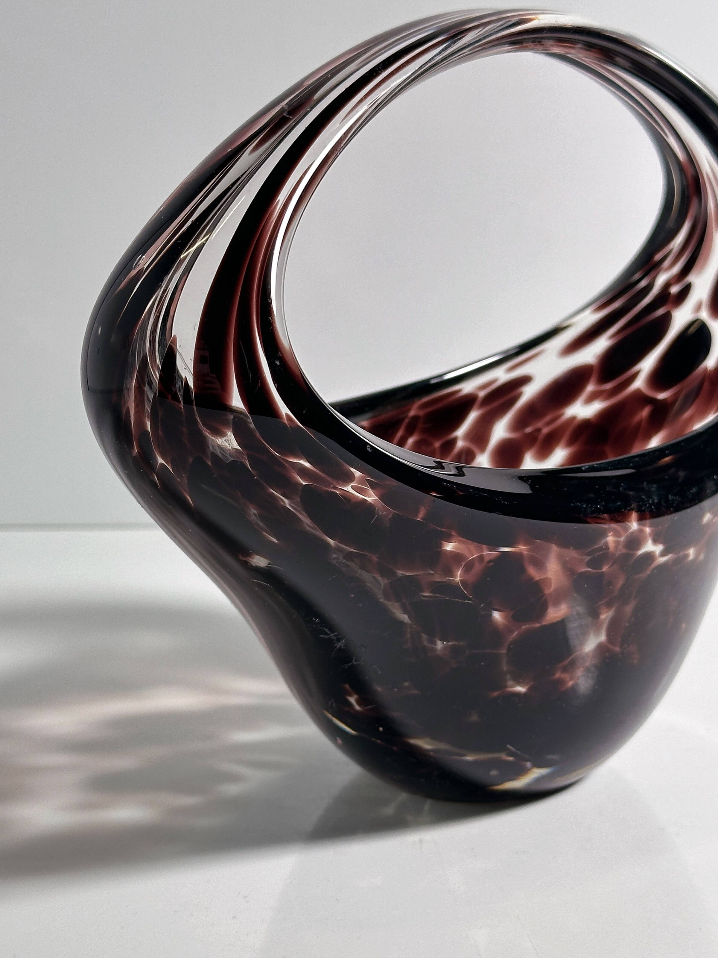 Murano Tortoise Glass Handle Bowl - 1970s