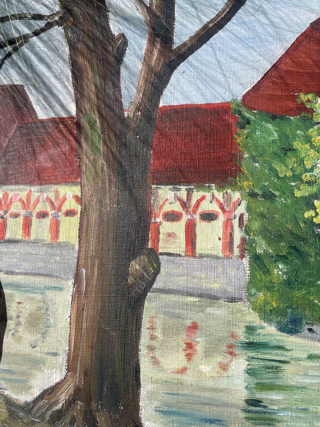 Old landscape painting oil on canvas