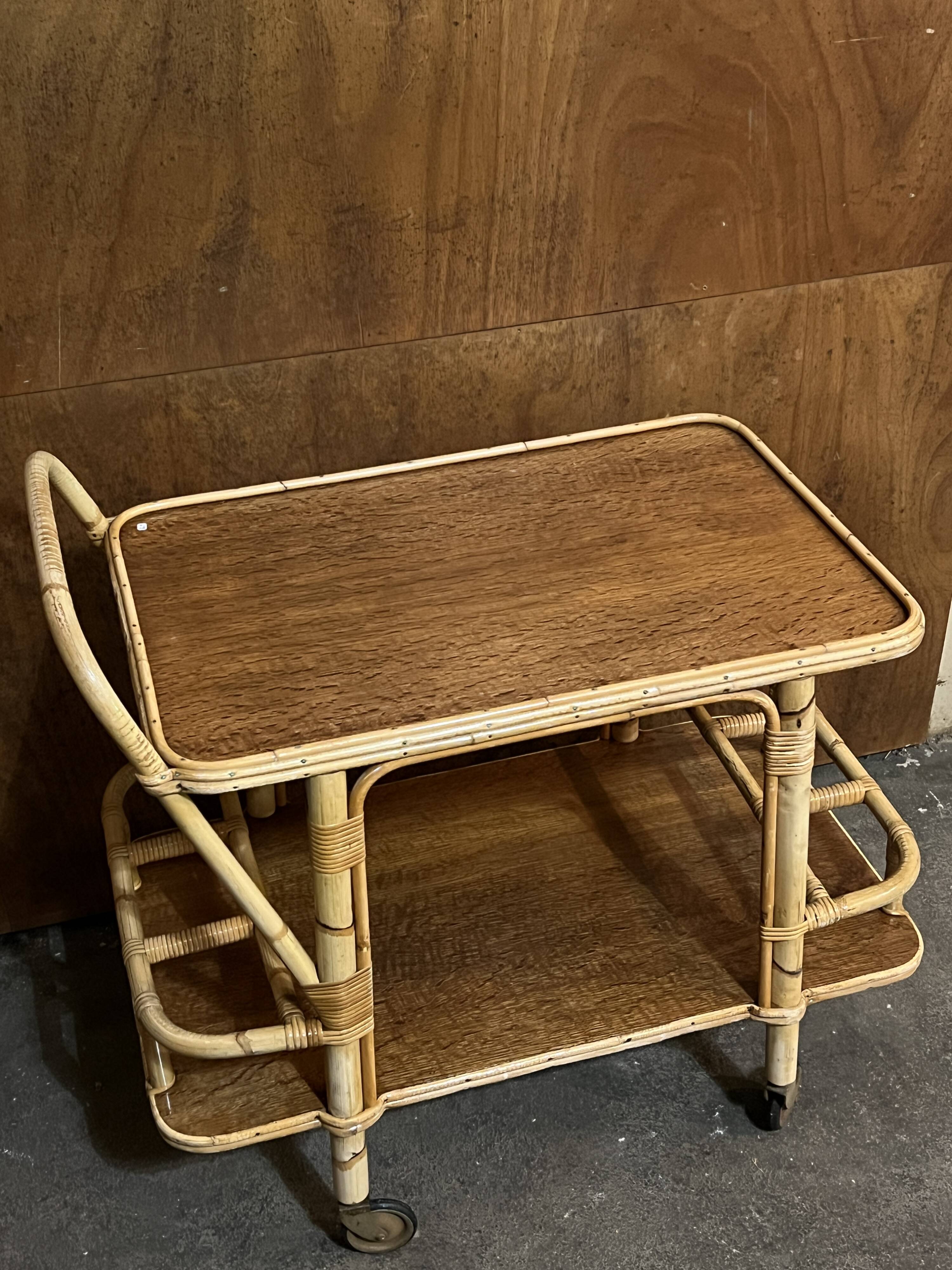 Bamboo serving trolley