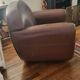 Brown leather club chair