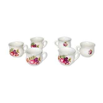 Set de 6 tasses fleuries