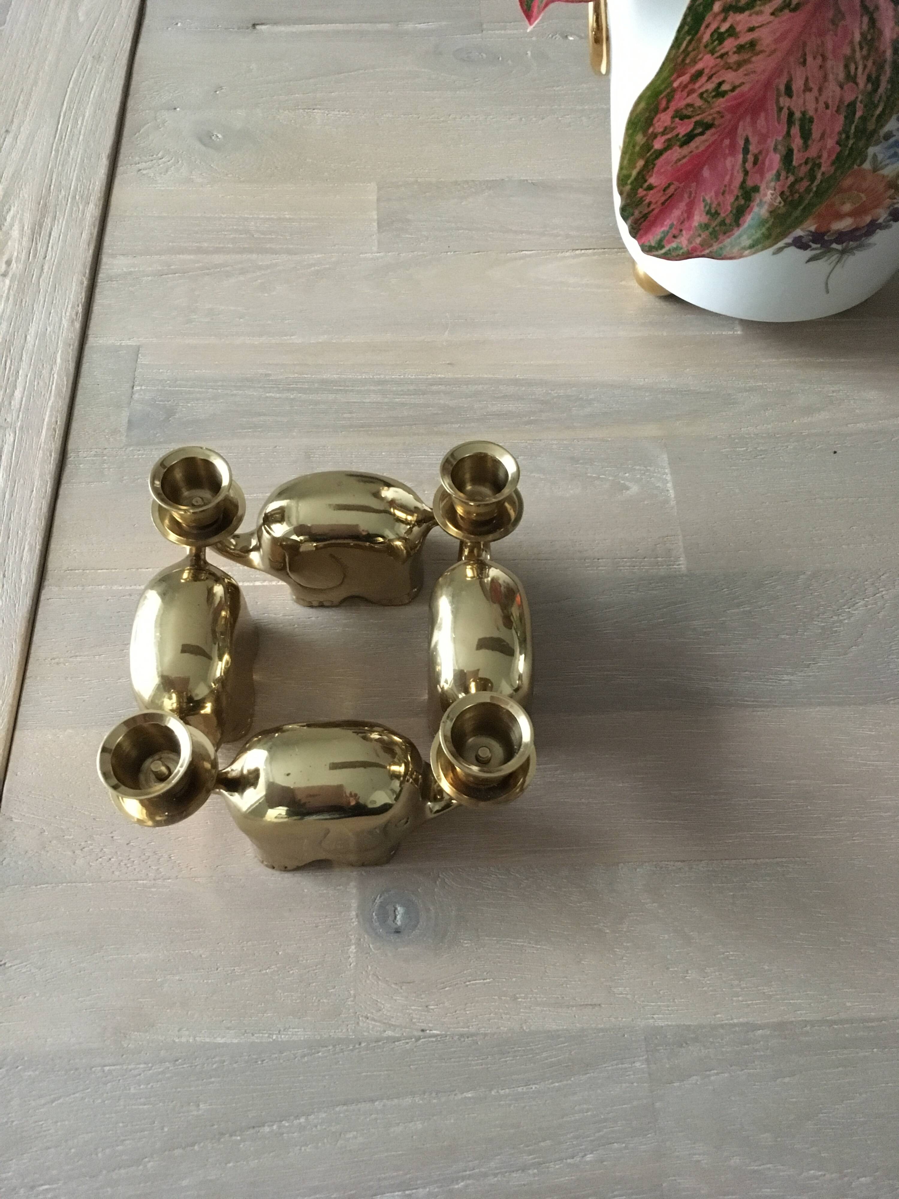 Brass elephant candle holders