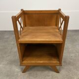 50s wooden cross-braced bedside table