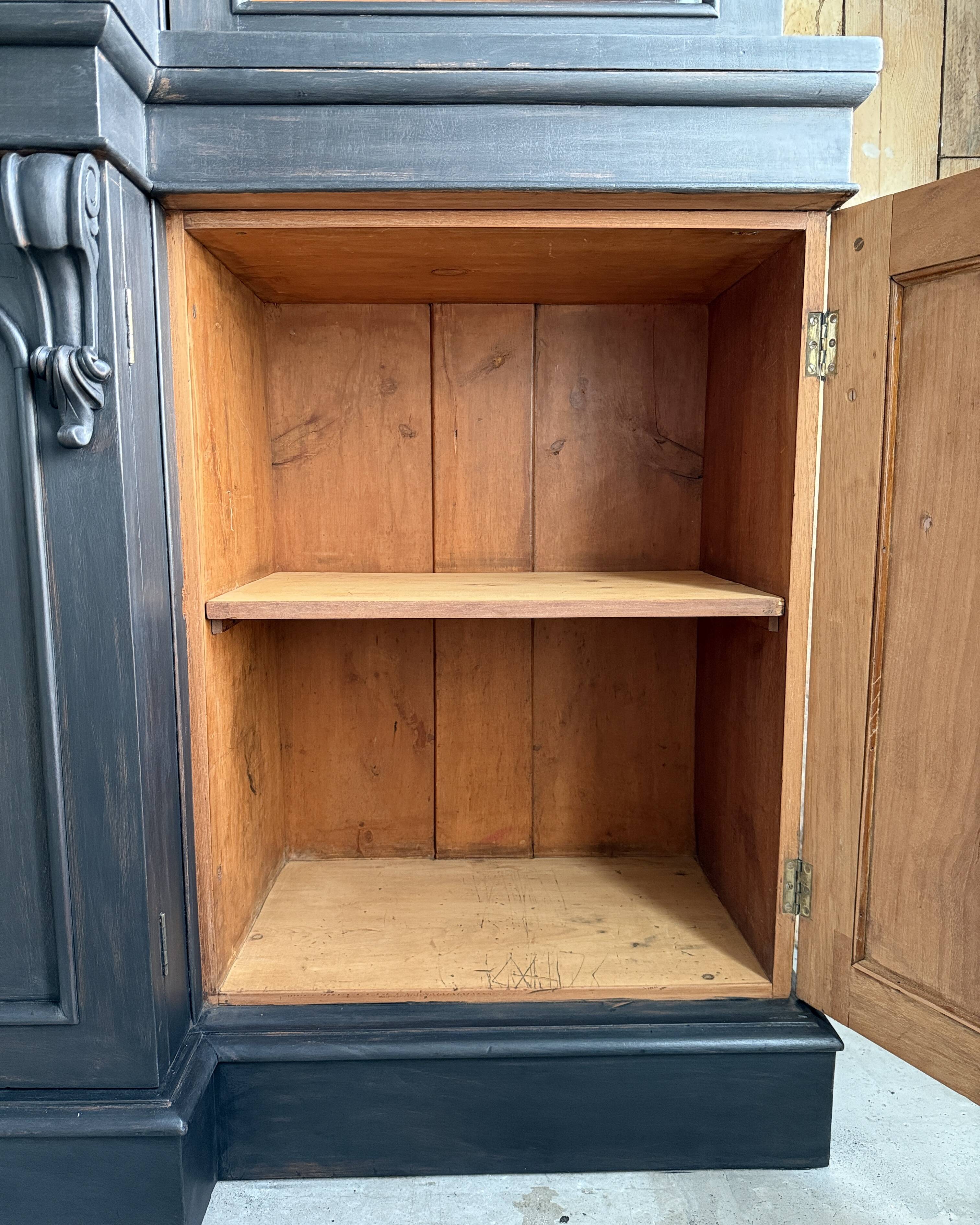 Large black patinated glass bookcase (renovated)
