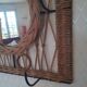 Rattan wall-mounted coat rack with mirror
