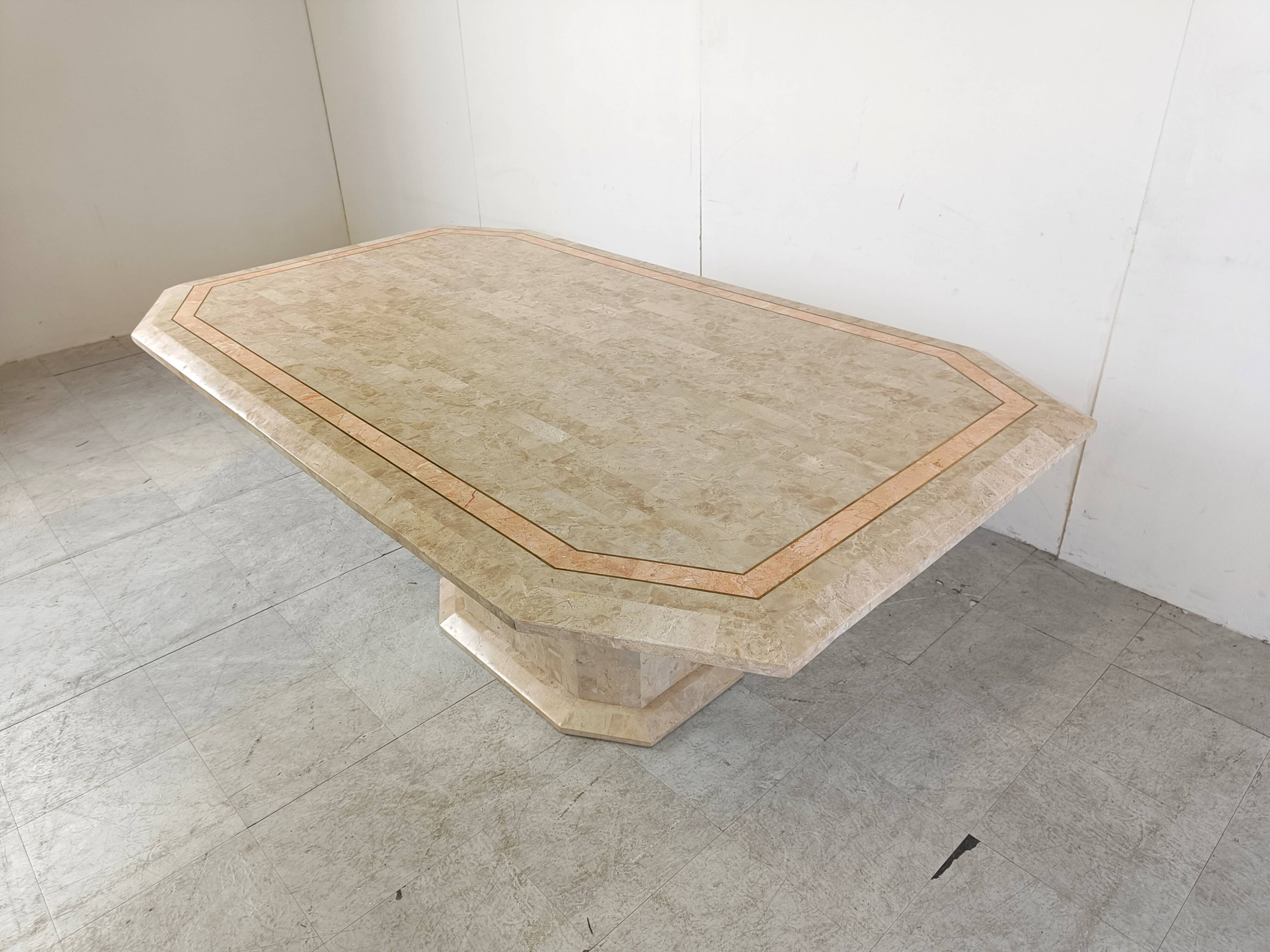 Vintage tesselated stone dining table by Maithland smith, 1970s