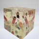 Paperweight sculpture block resin inclusions sewing design 70s
