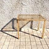 Table-basse en laiton doré et verre fumé vintage design 1960-1970