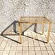 Coffee table in gilded brass and smoked glass vintage design 1960-1970