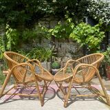 Pair of rattan armchairs