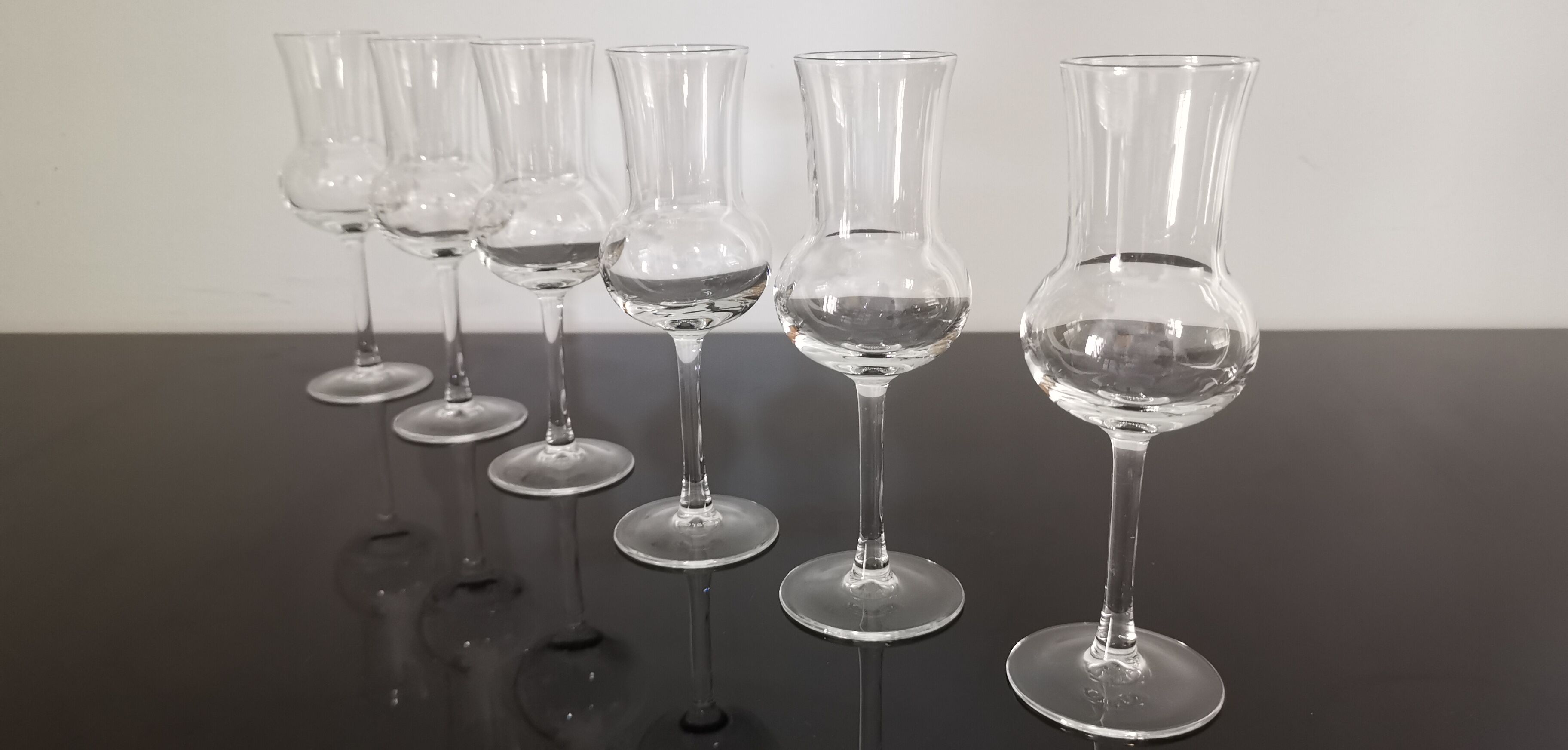 Set of 6 crystal glasses with grappa/digestive Italian Luminarc