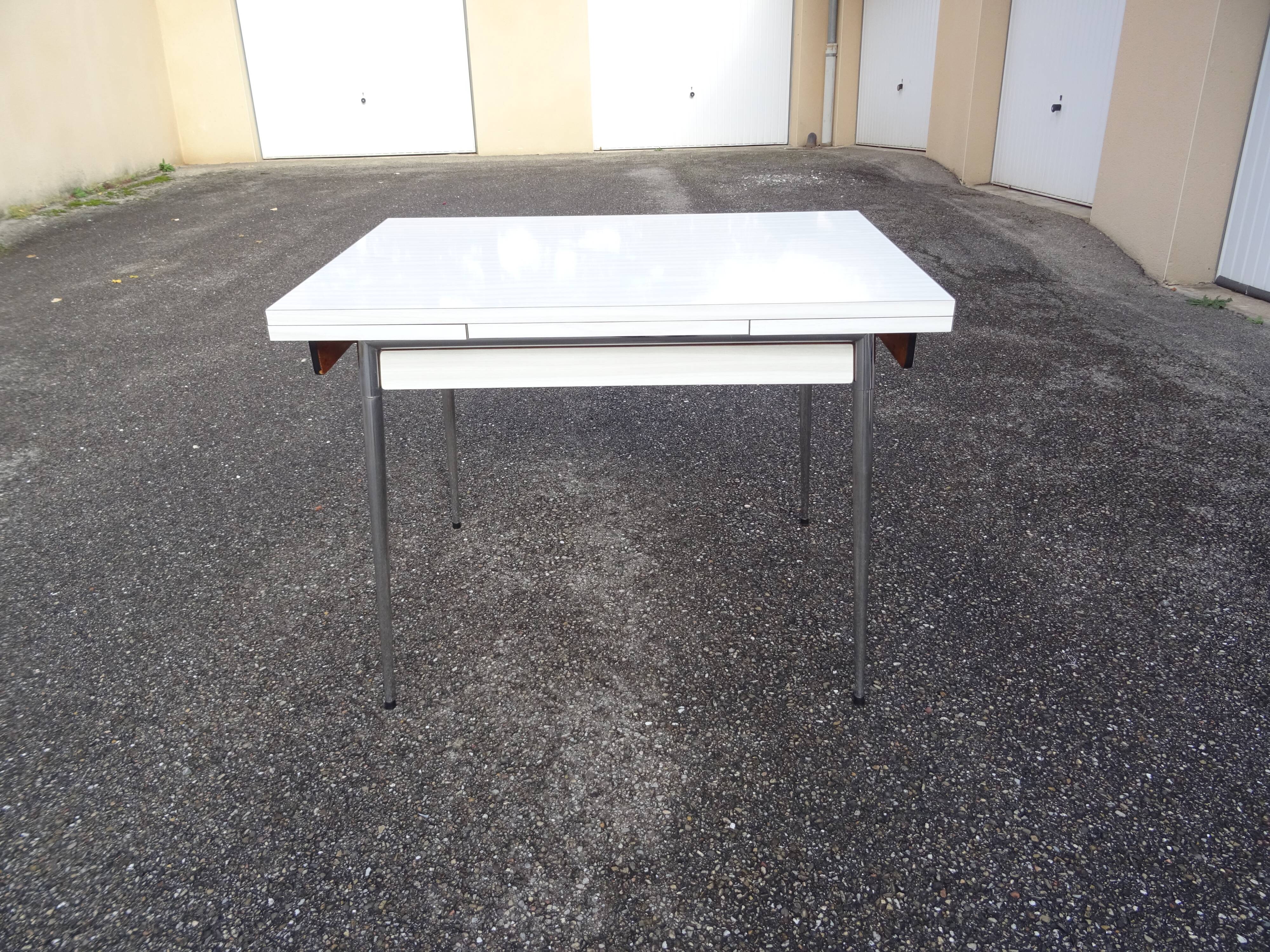 Vintage 60s white formica chrome kitchen table