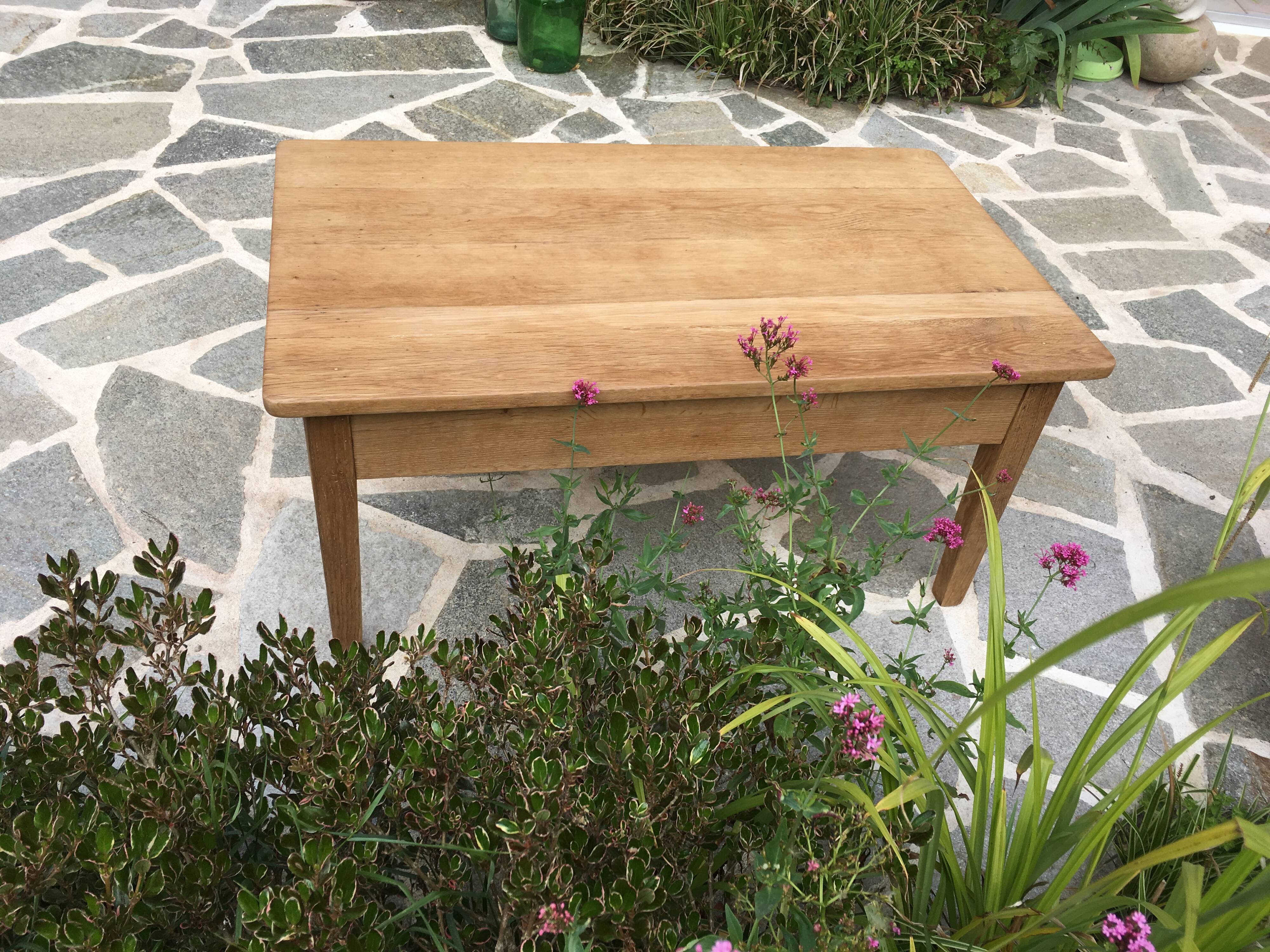 Waxed raw wood coffee table