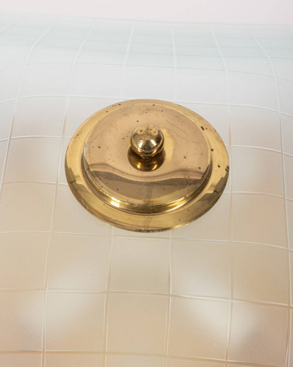 Plafonnier vintage années 60 en verre décoré design italien