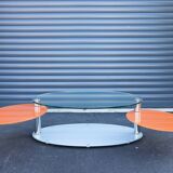Antoine Motard designer swivel tempered glass coffee table
