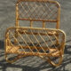 Pair of vintage single beds in rattan, 1970s.
