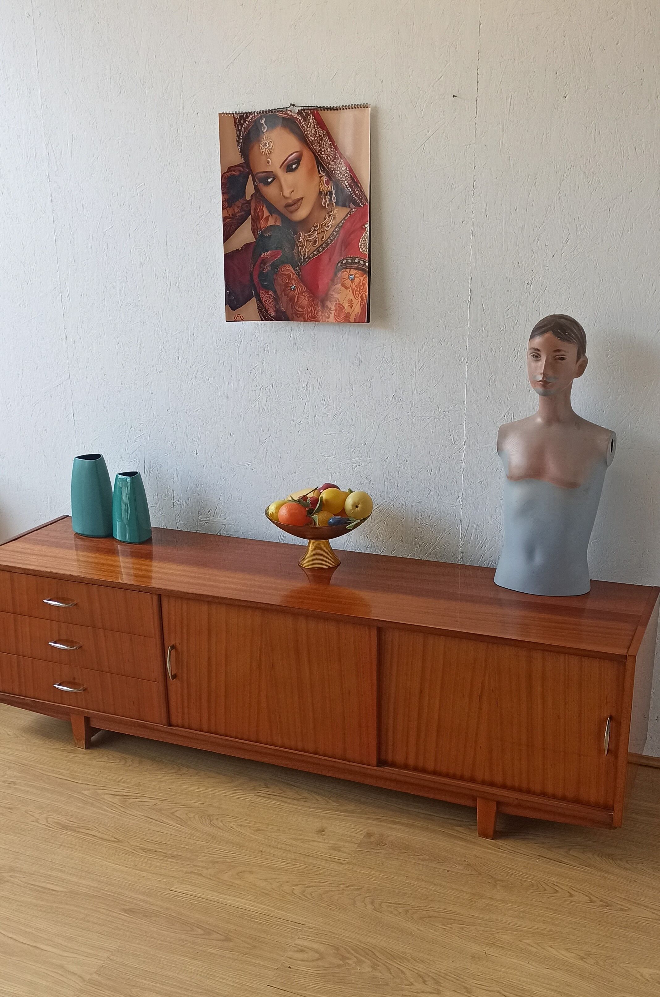 Vintage lowboard with drawers and shelves, 1970