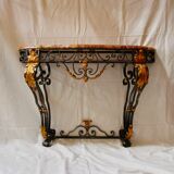 Console en marbre et fer forgé, XXe siècle