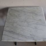Square bistro table in white marble and cast iron