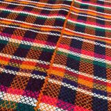 Handwoven vintage accent geometrical rug, colorful wool