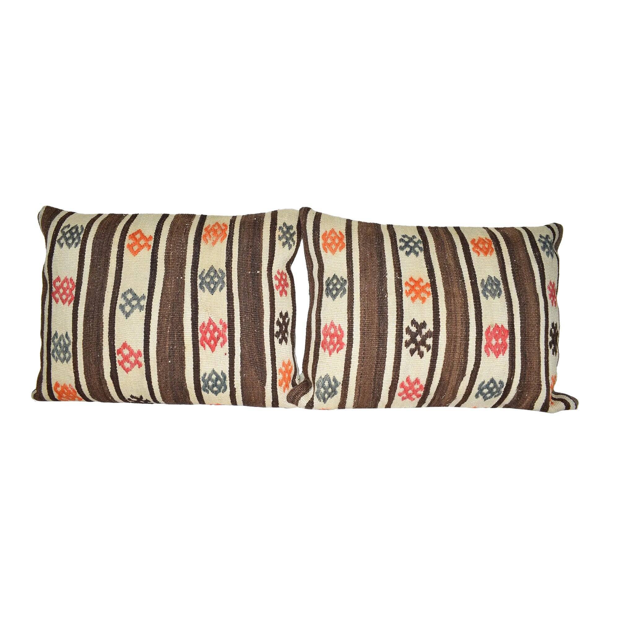 Set of 2 vintage kilim cushion covers 46x61 cm