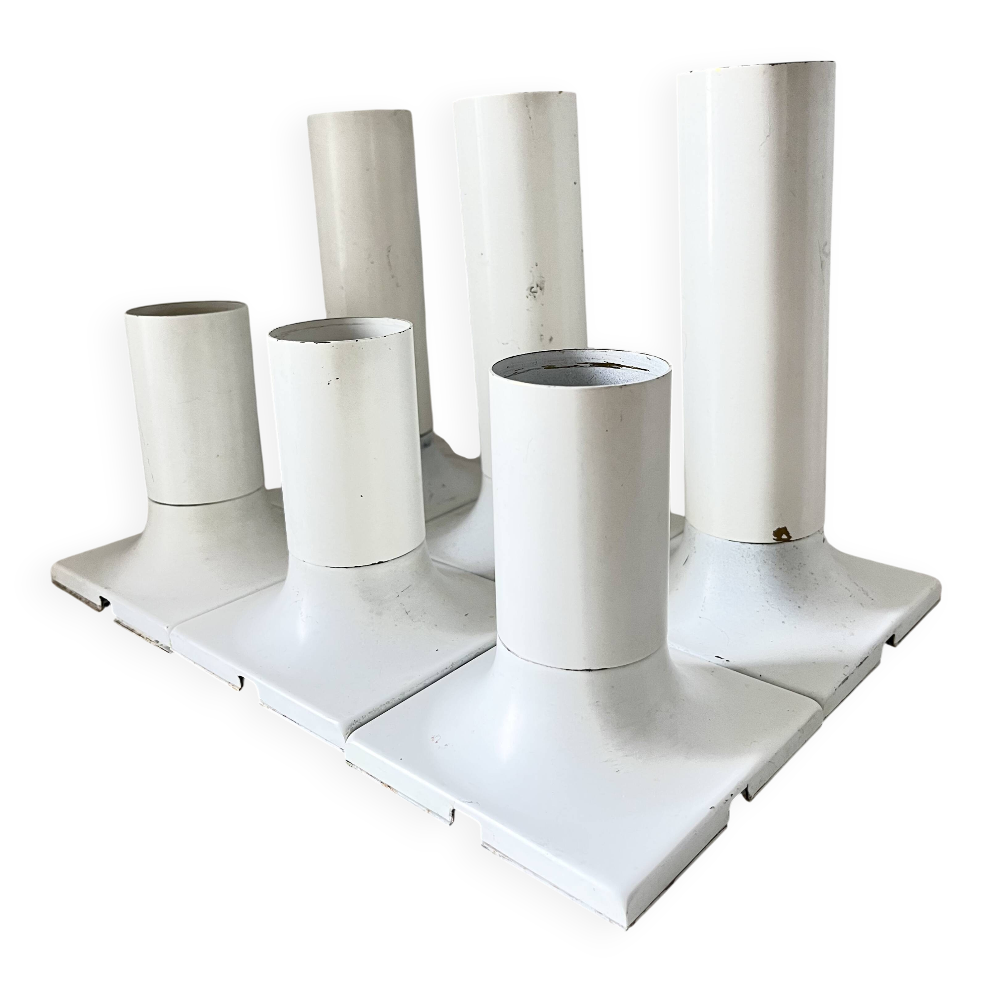 Vintage White Metal Wall/Ceiling Lamps by Rolf Krüger for Staff, 1970s Germ