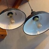 Pair of 40s enamelled XL industrial suspensions