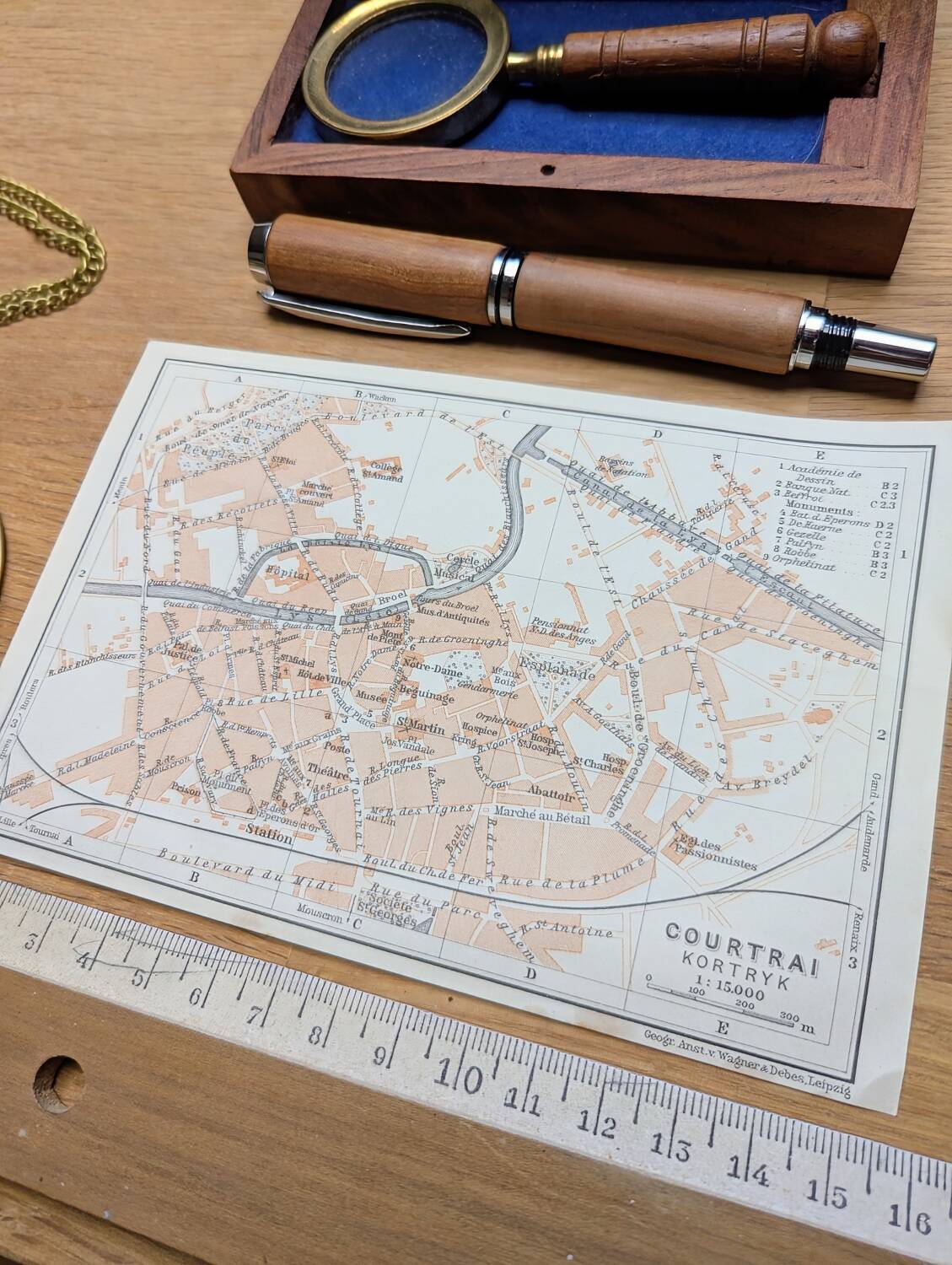 Kortrijk, small old map, vintage 1910