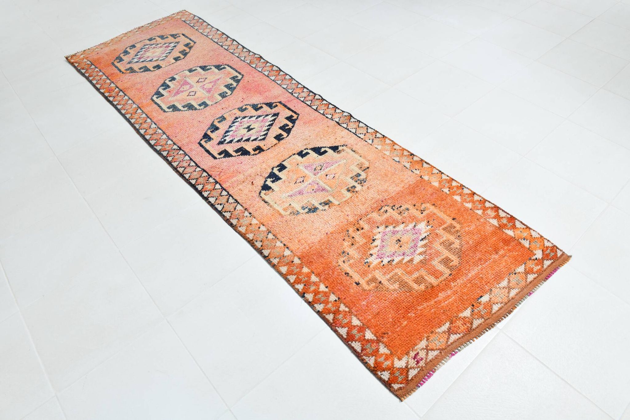 Tapis de couloir turc vintage 3x10, 90x300 cm