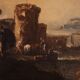 Great 18th century painting landscape with knights